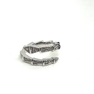 VINTAGE SILVERTONE PAVE CRYSTAL SNAKE RING SIZE 5.75 SERPENT MODERNIST STYLE